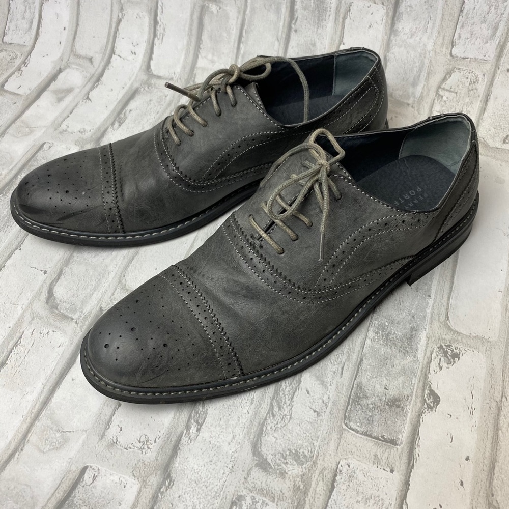 Perry Ellis Grey Leather Oxfords - Men’s 12
